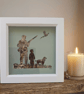 Pheasant feather frame with shooting silhouette so and father gift