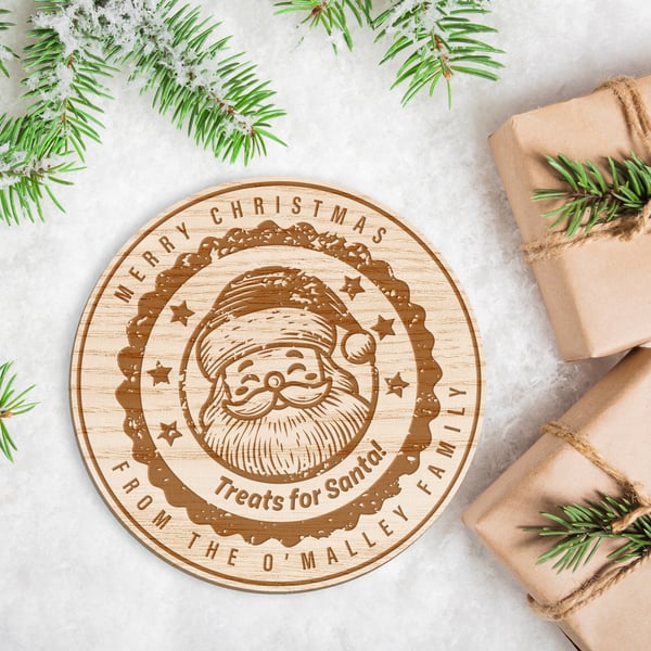 Personalised Treats for Santa - Stamp Plate: Custom Christmas Eve Santa Tray