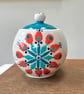 Hand Painted Mandala Ceramic Sugar Bowl, Retro Modern Pottery - Image 4