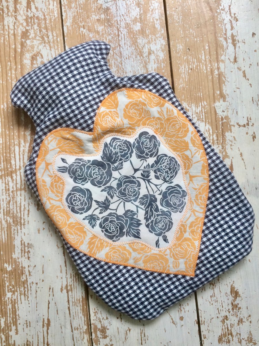 Hand Printed Hot Water Bottle Cover