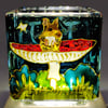 Wee candle holder, hand painted glass, wee mice, mushrooms and toadstools 