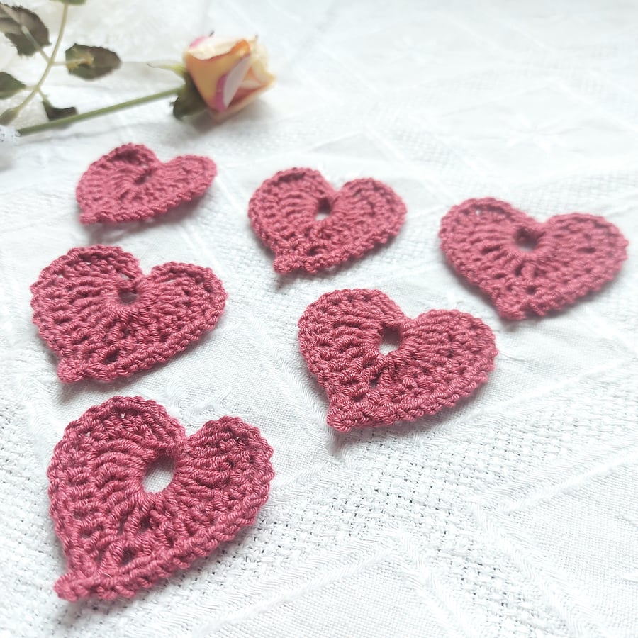 Crochet heart button cover set, Valentine gift