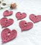 Crochet heart button cover set, Valentine's gift idea