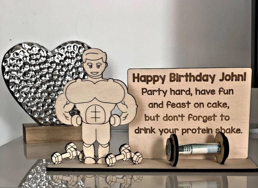 Personalised Bodybuilder Money Gift, Fitness, Personal Trainer, Gym Lovers Gift