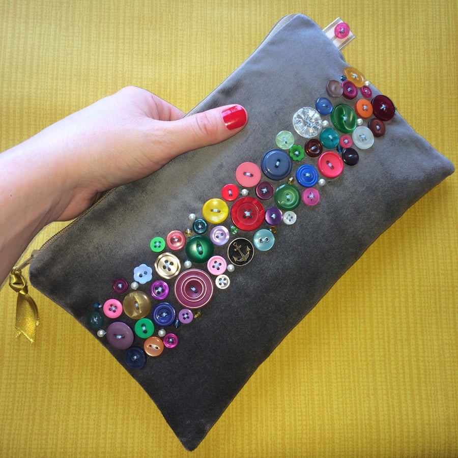 Vintage Button Clutch Bag