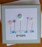 Good Luck Card - Flowers, Hearts and Sequins - Kraft - Green