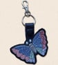 Stained Glass Butterfly Keyring - Embroidered Faux Leather Bag Charm - Image 4