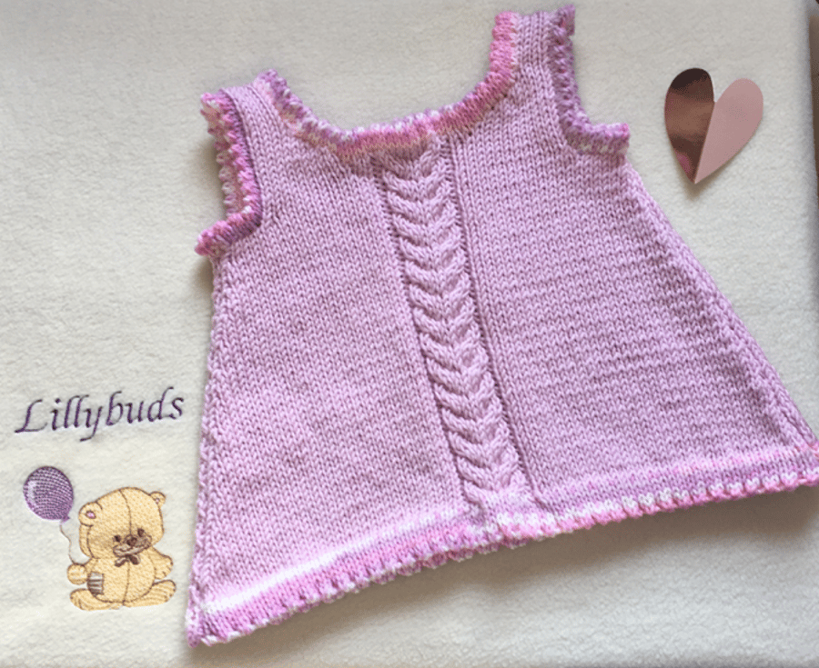 Baby dress. Pinafore. Hand knitted baby dress. Wool baby dress 