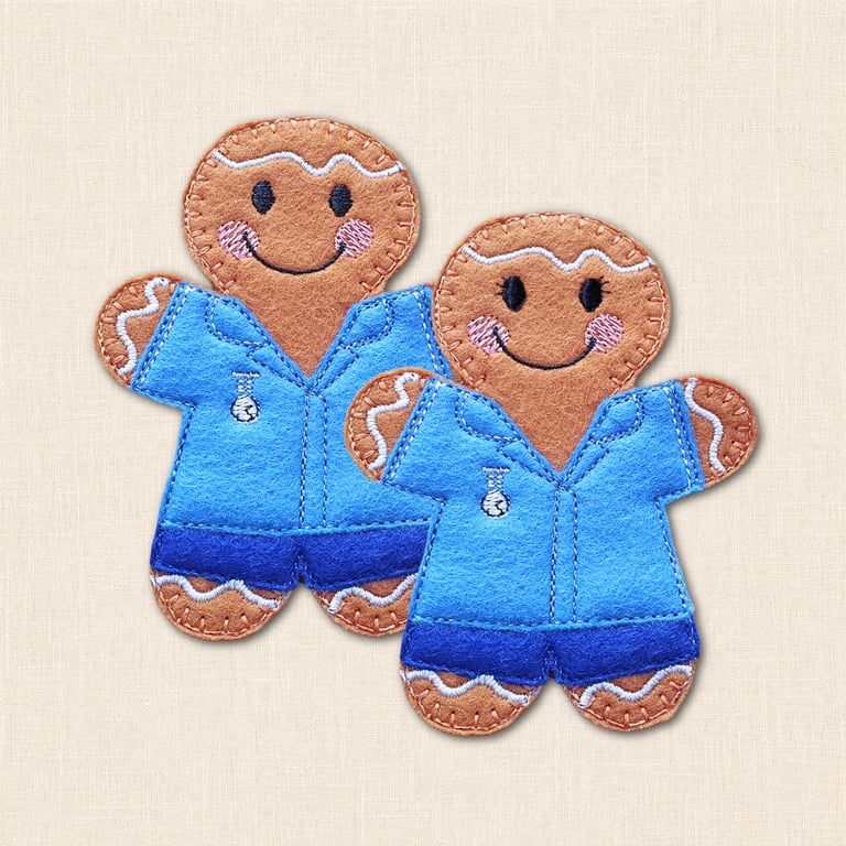 Nurse Gingerbread Decoration - Embroidered Healthcare Character