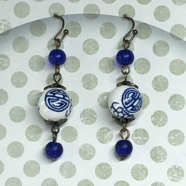 Delft cobalt porcelain earrings
