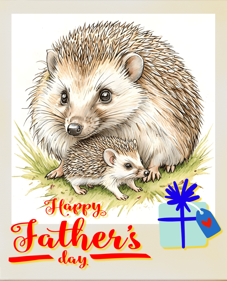 Hedgehog Father's Day Card A5