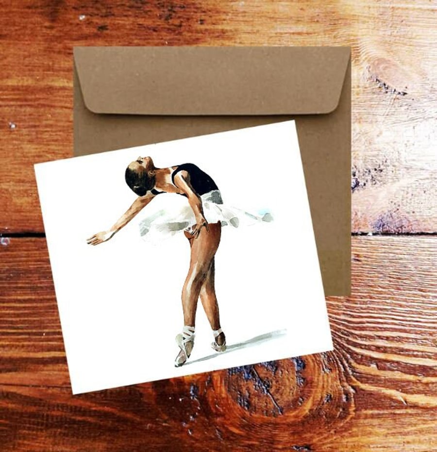 Ballerina Greeting Card .Ballerina Watercolour art card,Ballerina art Greeting C