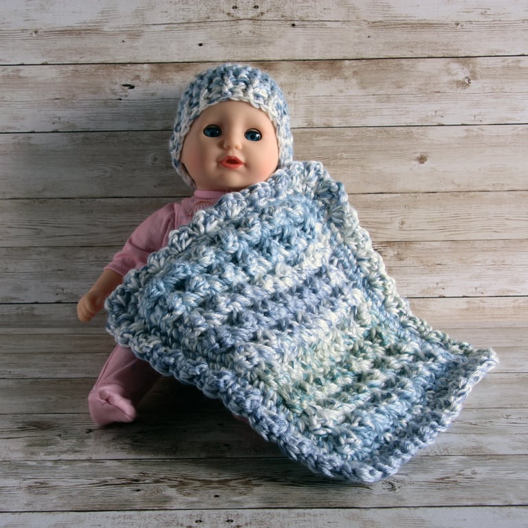 Crochet Doll Blanket and Hat, Handmade Doll Blanket and hat, Nap, Snuggle time