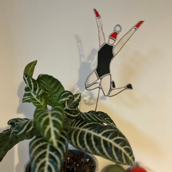 Christmas Jumping Swimmer in Stained glass
