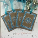 Pack of 4 Christmas gift tags - kraft snowflakes