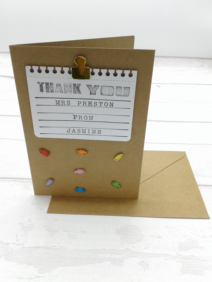 Teacher thank you cards. Personalised. Teaching Assistants. Nursery. Set of 4.