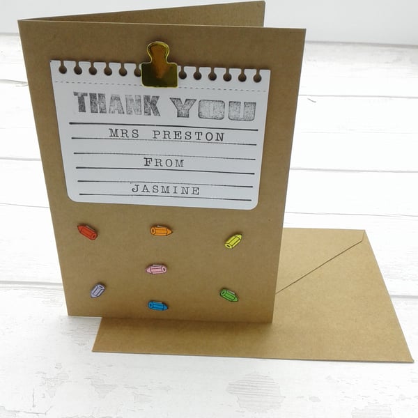 Teacher thank you cards. Personalised. Teaching Assistants. Nursery. Set of 4.