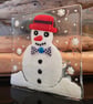 Handmade Fused Glass 'SnowMan' T Light Holder - Image 5
