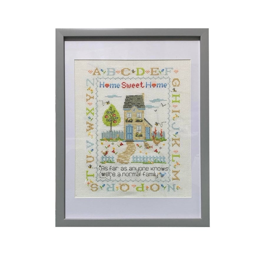 Cross Stitch Sampler, Home Sweet Home Cross Stitch Gift, Framed Cross Stitch