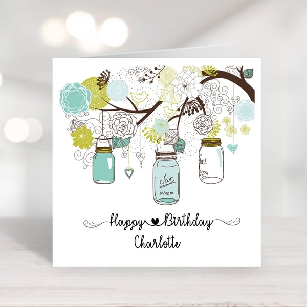 Jars of love Greetings Card Personalised for any occasion and with any text
