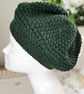 Forest Green Slouchy Boho Crochet Woollen Beret - Image 3
