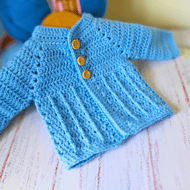 Newborn Blue Crochet Baby Cardigan – Ready-To-Ship 