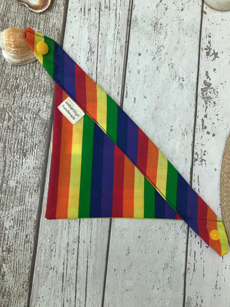 Dog Bandana Small Rainbow Snap Fasteners