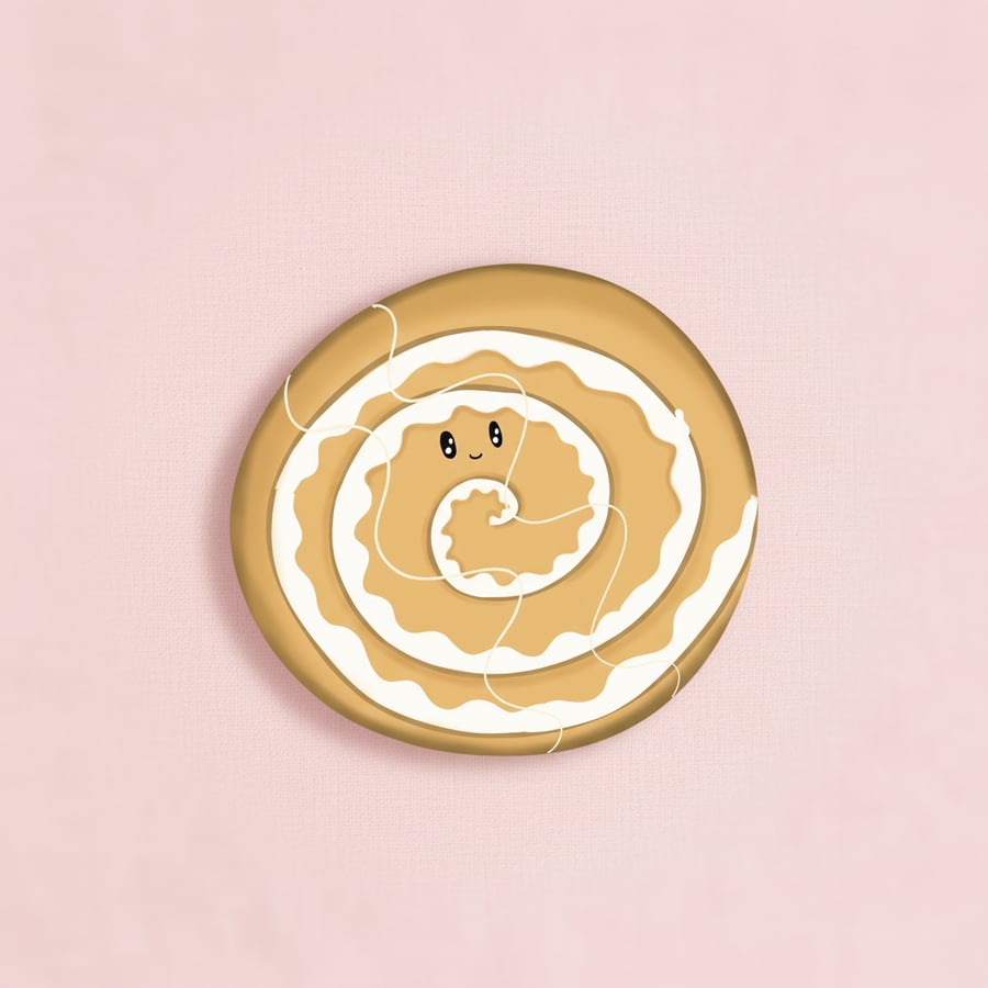 Cinnamon roll sticker Cute food Die cut glossy stationery 