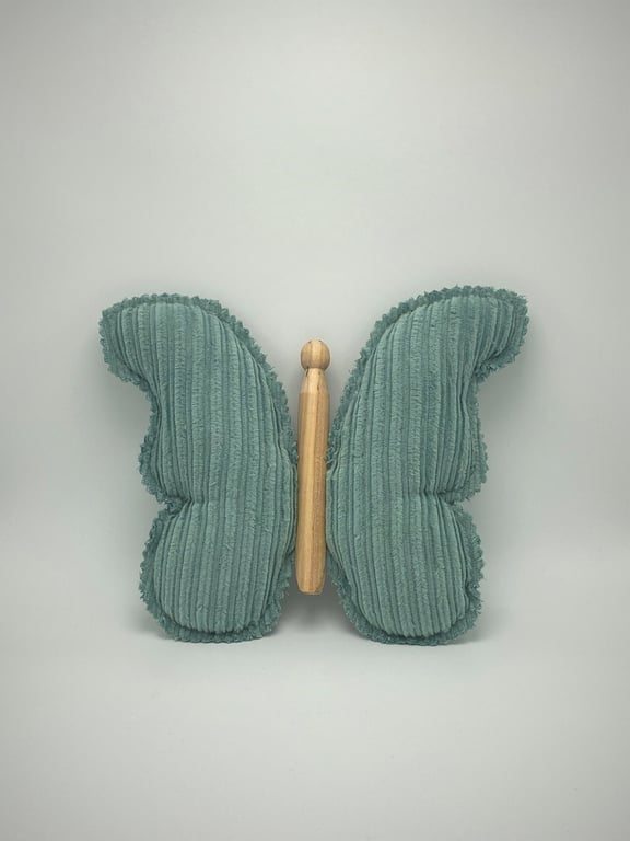 Hanging Corduroy Sage Green Clothespin Butterfly Vintage Farmhouse Decor Gift