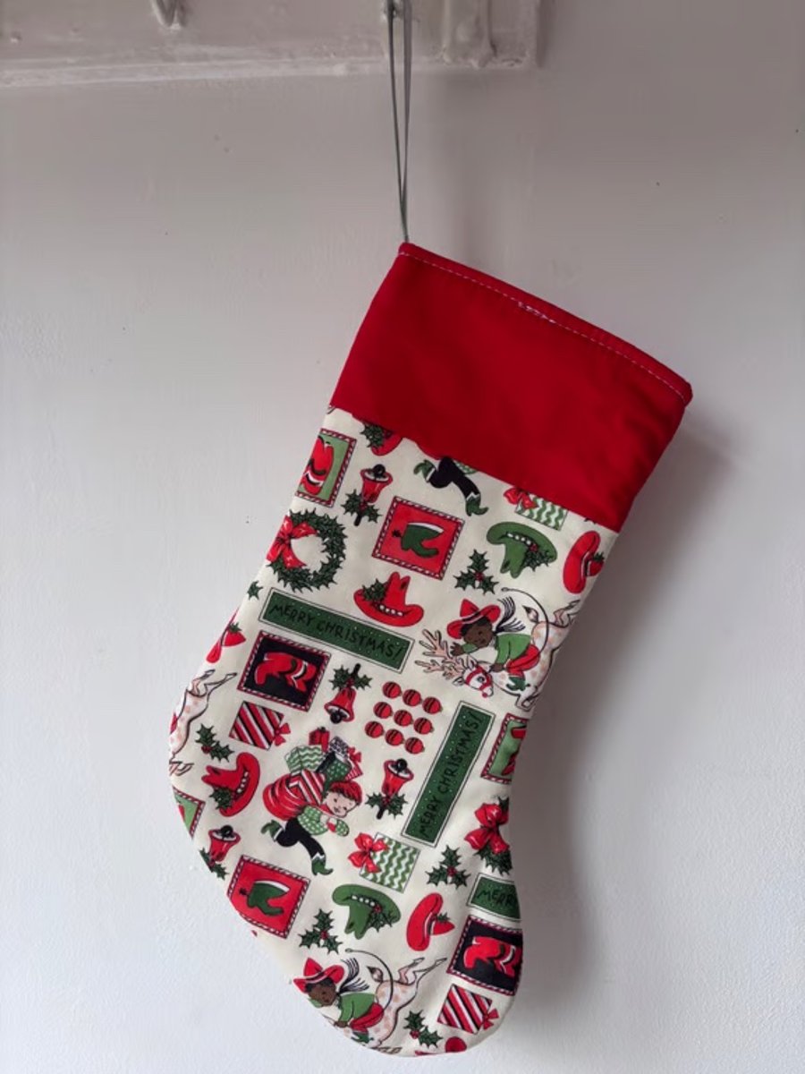 Summer Seconds - Christmas stocking - retro cowboy print