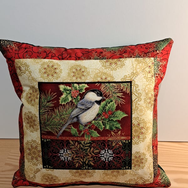 Christmas cushion, Tit bird B