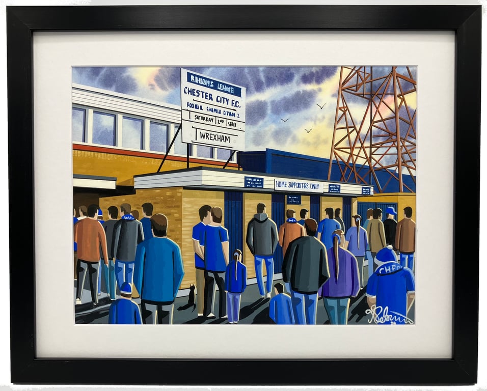 Chester City Retro Sealand Road, Framed Football Art Print. 14" x 11" Frame Size