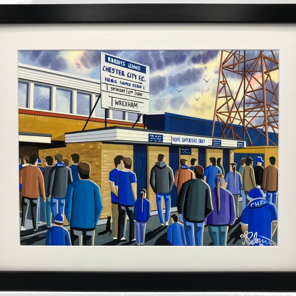 Chester City Retro Sealand Road, Framed Football Art Print. 14" x 11" Frame Size