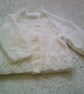 18 inch White V Neck Cardigan with Lacy Border