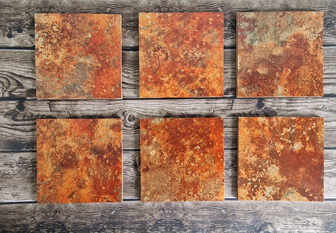 Burnt Orange Handmade Decoupage Coasters set of 6
