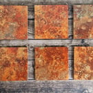 Burnt Orange Handmade Decoupage Coasters set of 6