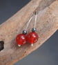 Silver drop earring - sterling silver & carnelian thread drop earrings - Image 5