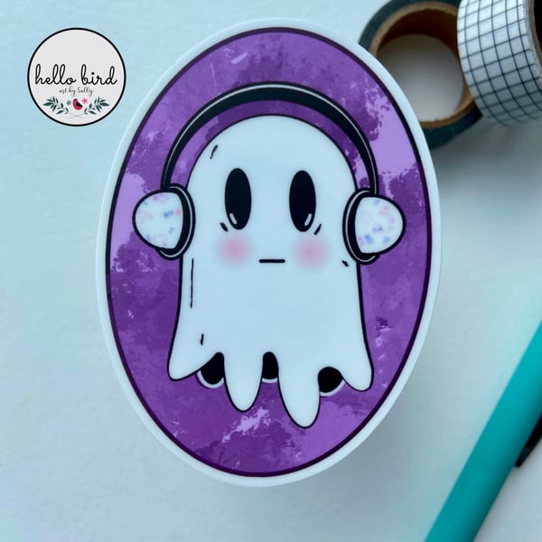 Kawaii Style Ghost Sticker - Cute Ghost Sticker - Die Cut Sticker - Spooky Seaon