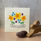 Easter Card - hand painted, spring flowers with daffodils