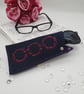 Glasses case, denim, pink circles and purple lining.  - Image 9