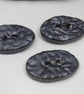 3 Medium Oval Metallic Leaf Pattern Handmade Ceramic Buttons - Image 1