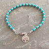 Turquoise Tree of Life Bracelet, Sterling Silver Charm Bracelet