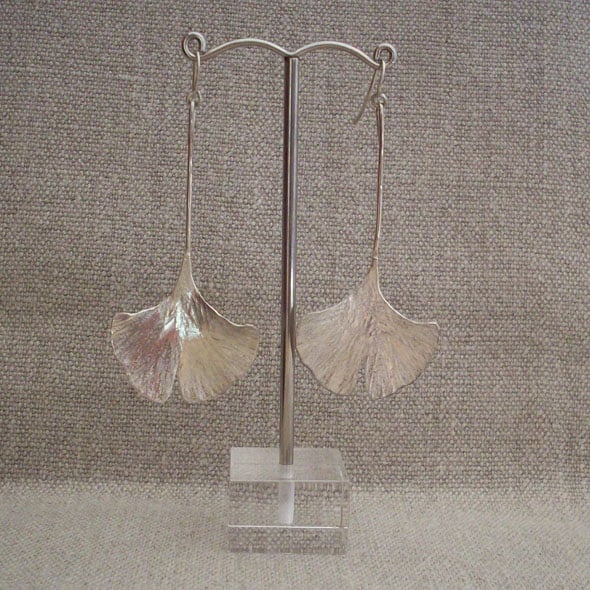 Gingko Leaf Earrings Silver