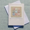 Hand-stitched mini 'patchwork' with dove on card - any occasion a card to keep!