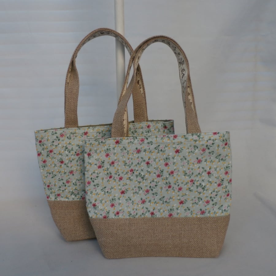 Little Girl Flowers And Hessian Tote Bag