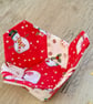 Small Fabric Patchwork Basket with Snowmen and Santa's - Image 5