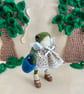  Handmade Knitted Frog in Floral Dress, Collectible Little Frog, Dot PebblesFrog - Image 5