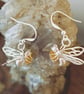Realistic 3D Sterling Silver & Citrine Bee Earrings - Image 7