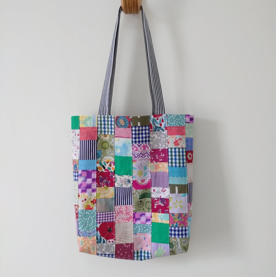 Upcycled Cotton Patchwork Tote Bag