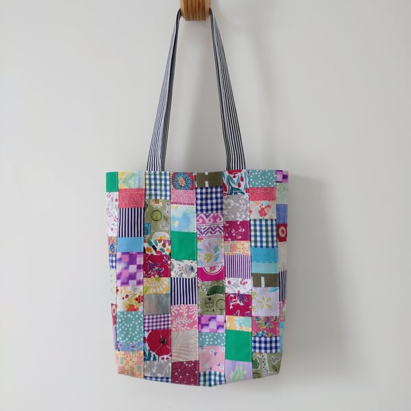 Upcycled Cotton Patchwork Tote Bag